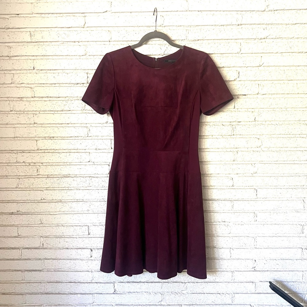 BCBGMaxAzria Suede look Deep Red Mini Dress Holiday Dress